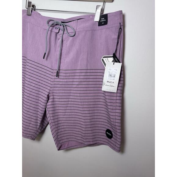 RVCA Standard Curran Swim Trunks Board Shorts Purple Sz 36 Mid Length 18" NWT - Picture 10 of 16